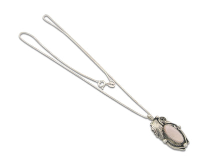 Navajo Sterling Silver Necklace Pink Muscle Authentic Vintage Sign Justin Morris