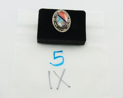 Navajo Tiwa Ring Sterling Silver Gemstone Vintage Native American Artist Sz 7.5