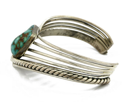 Navajo Handmade .925 SOLID Silver Natural Turquoise 5 Row Cuff Bracelet