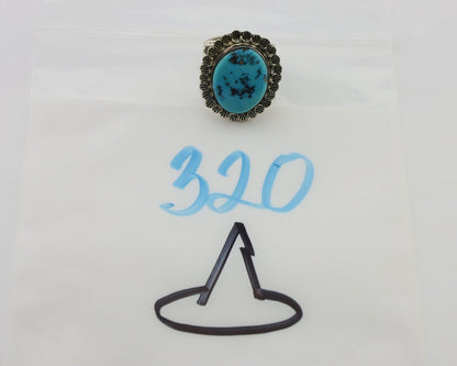 Navajo Ring 925 Silver Natural Blue Turquoise Signed Allison Lee C.80's