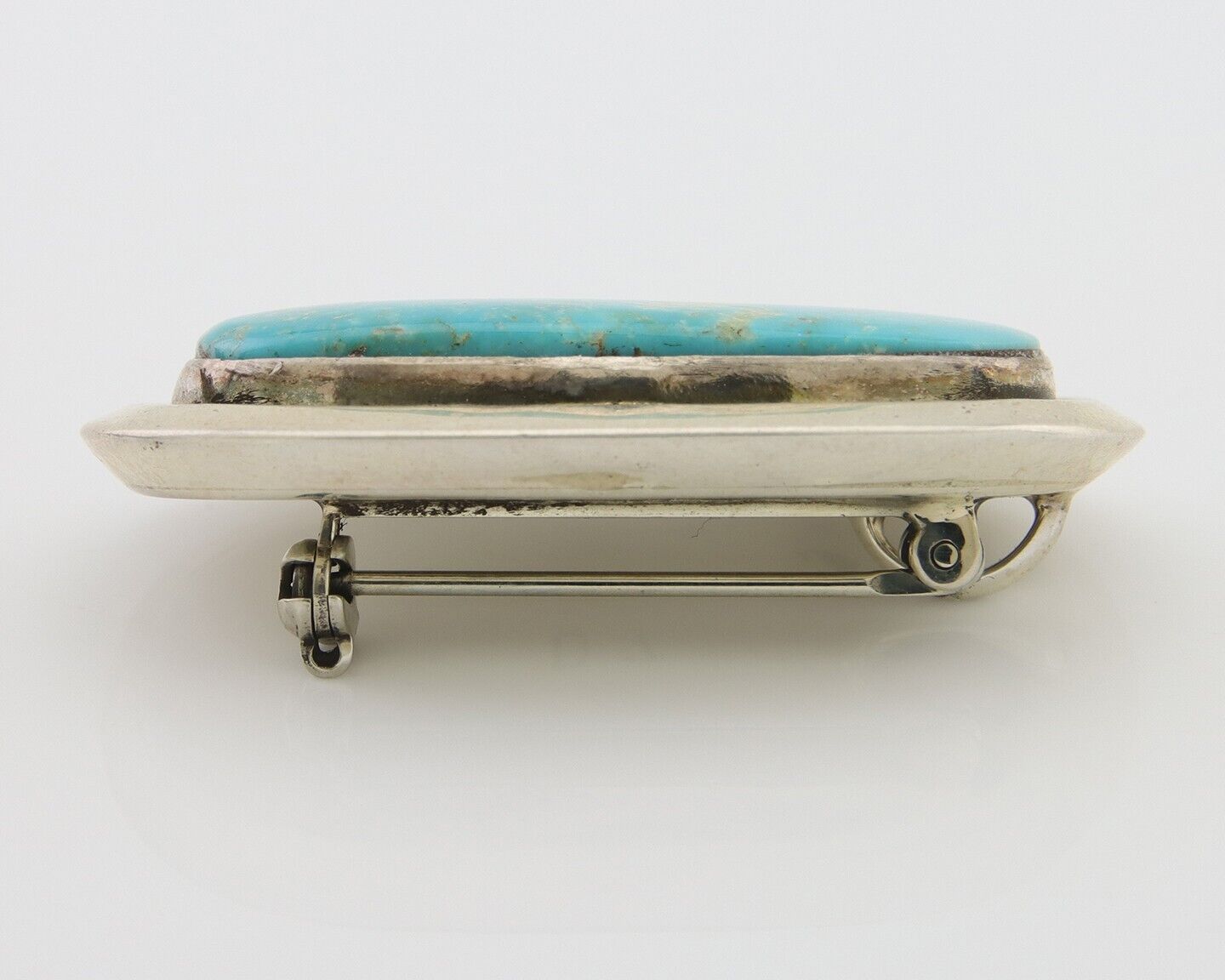 Navajo Pin Pendant 925 Silver Globe Turquoise Artist Signed Doug Zachary C.80's