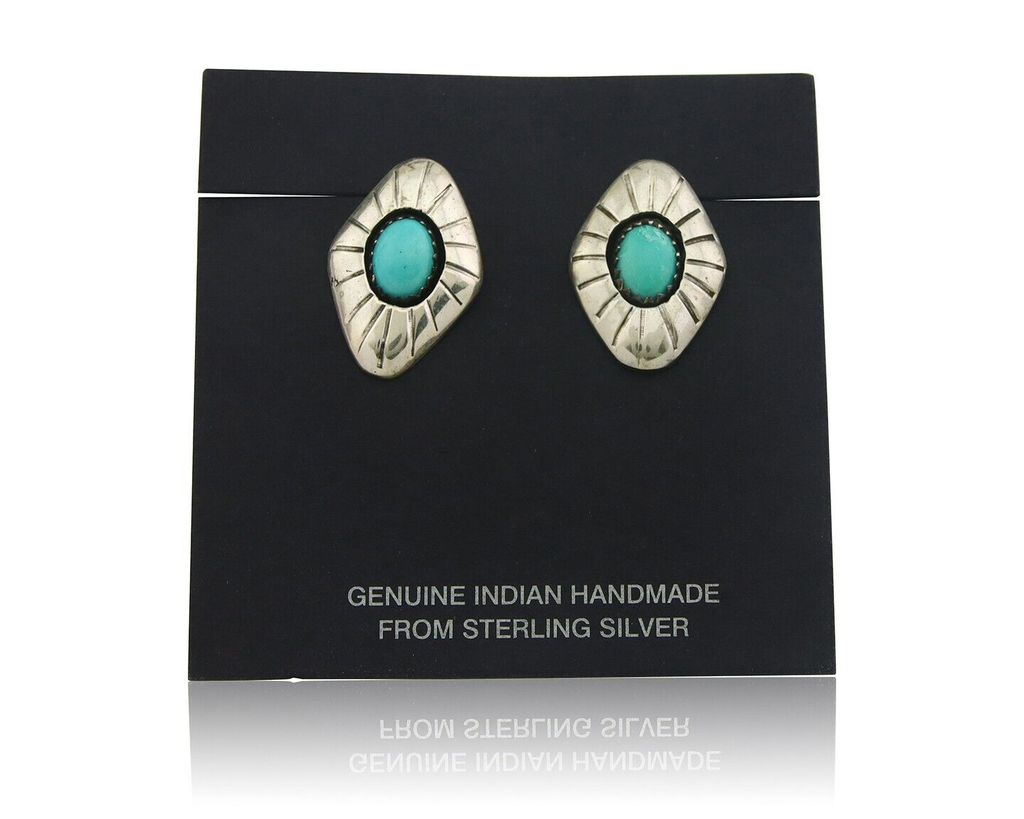 Navajo Earrings 925 Silver Natural Turquoise Native American Artist C.80's