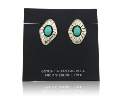Navajo Earrings 925 Silver Natural Turquoise Native American Artist C.80's