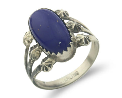 Navajo Ring 925 Sterling Natural Lapis Handmade Native Artist C.80's