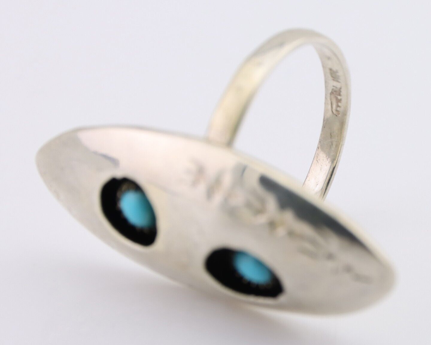 Navajo Ring 925 Silver Natural Blue Turquoise Native American Artist C.80's