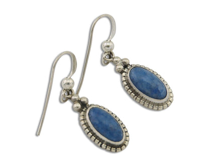 Navajo Dangle Earrings 925 Silver Natural Denim Lapis Signed Melissa Yazzie C80s