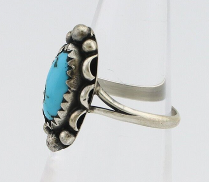 Navajo Ring 925 Silver Sleeping Beauty Turquoise Signed SkyStone Creations C80s