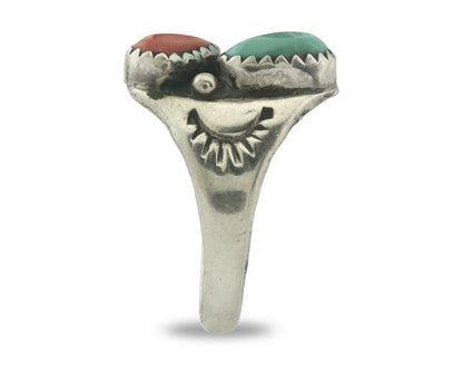 Vintage Navajo Ring 925 Sterling Silver Natural Gemstone Authentic Size 8.0