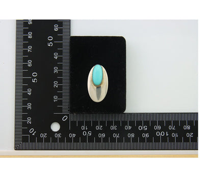 Navajo Earrings 925 Silver Shield Natural Turquoise Native Artist C.80's