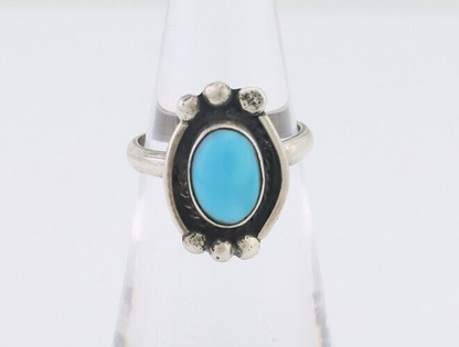 Navajo Ring 925 Silver Natural Blue Turquoise Native American Artist C.80's