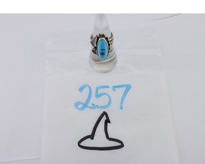 Navajo Ring 925 Silver Sleeping Beauty Turquoise Artist Signed SC C.80's