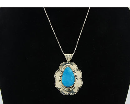 Navajo Sterling Silver Necklace Authentic Turquoise Vintage Signed Montoya