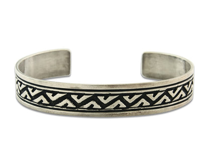 men Vintage Navajo Bangle Bracelet Sterling Silver Handmade Signed Thomas Singer