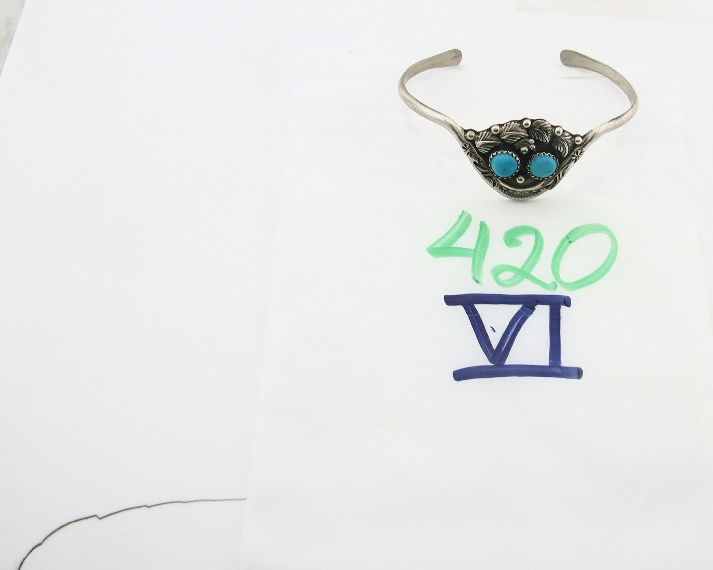 Vintage Navajo Bracelet 925 Silver Turquoise Tranditional Handmade Signed RB