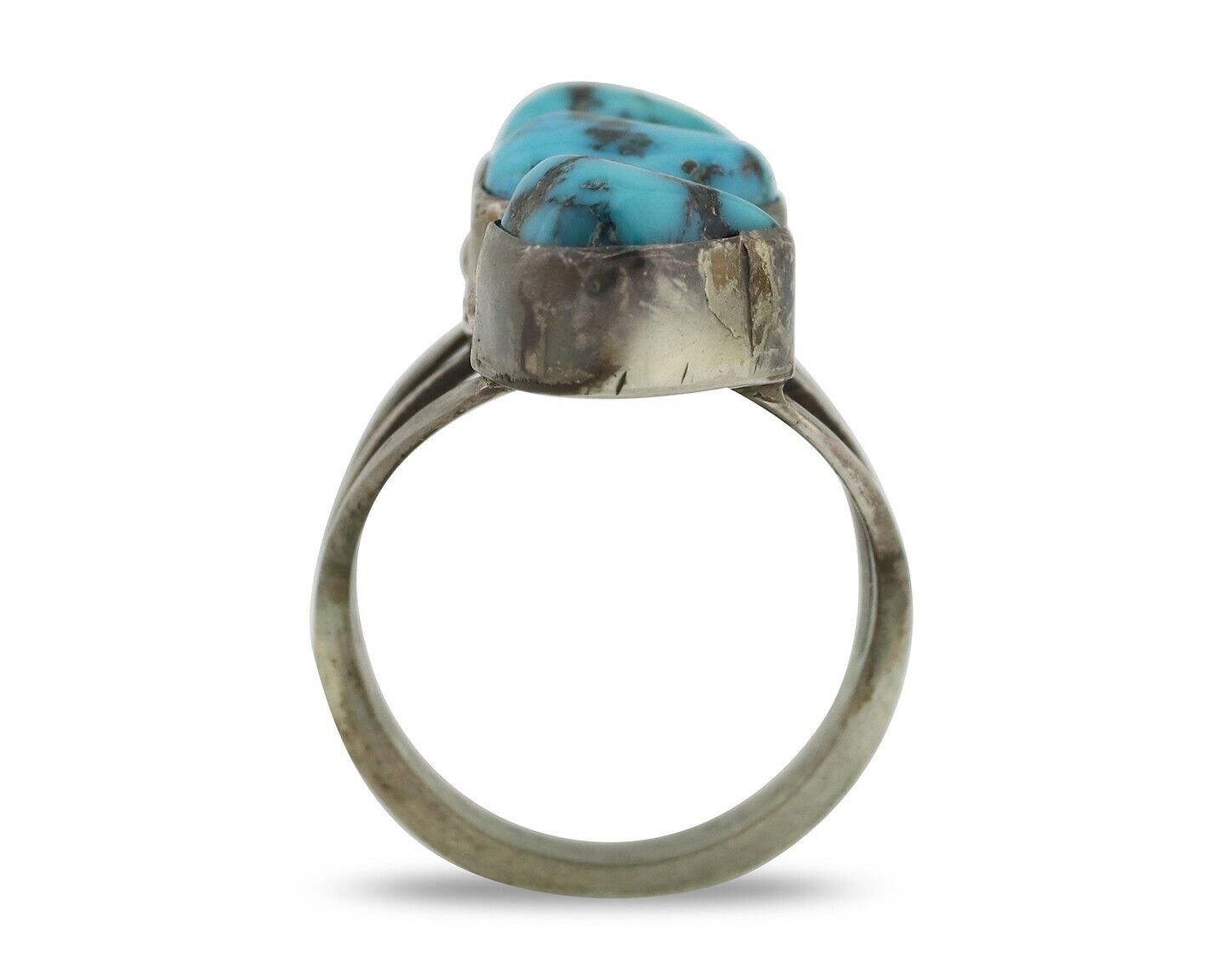 Navajo Ring 925 Silver Natural Blue Turquoise Native American Artist C.80's