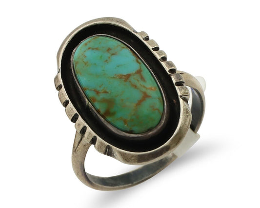 Navajo Ring 925 Silver Arizona Turquoise Native American Artist C.80's
