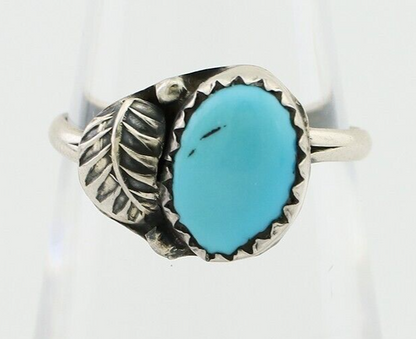 Navajo Ring 925 Silver Sleeping Beauty Turquoise Native American Artist C.80's