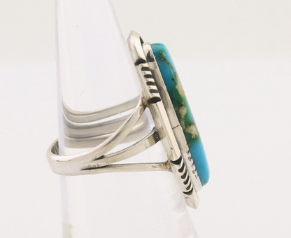 Navajo Ring 925 Silver Natural Blue Turquoise Signed USA C.80's