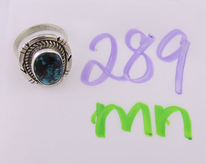 Navajo Ring 925 Silver Spiderweb Turquoise Signed Jon McCray C.80's