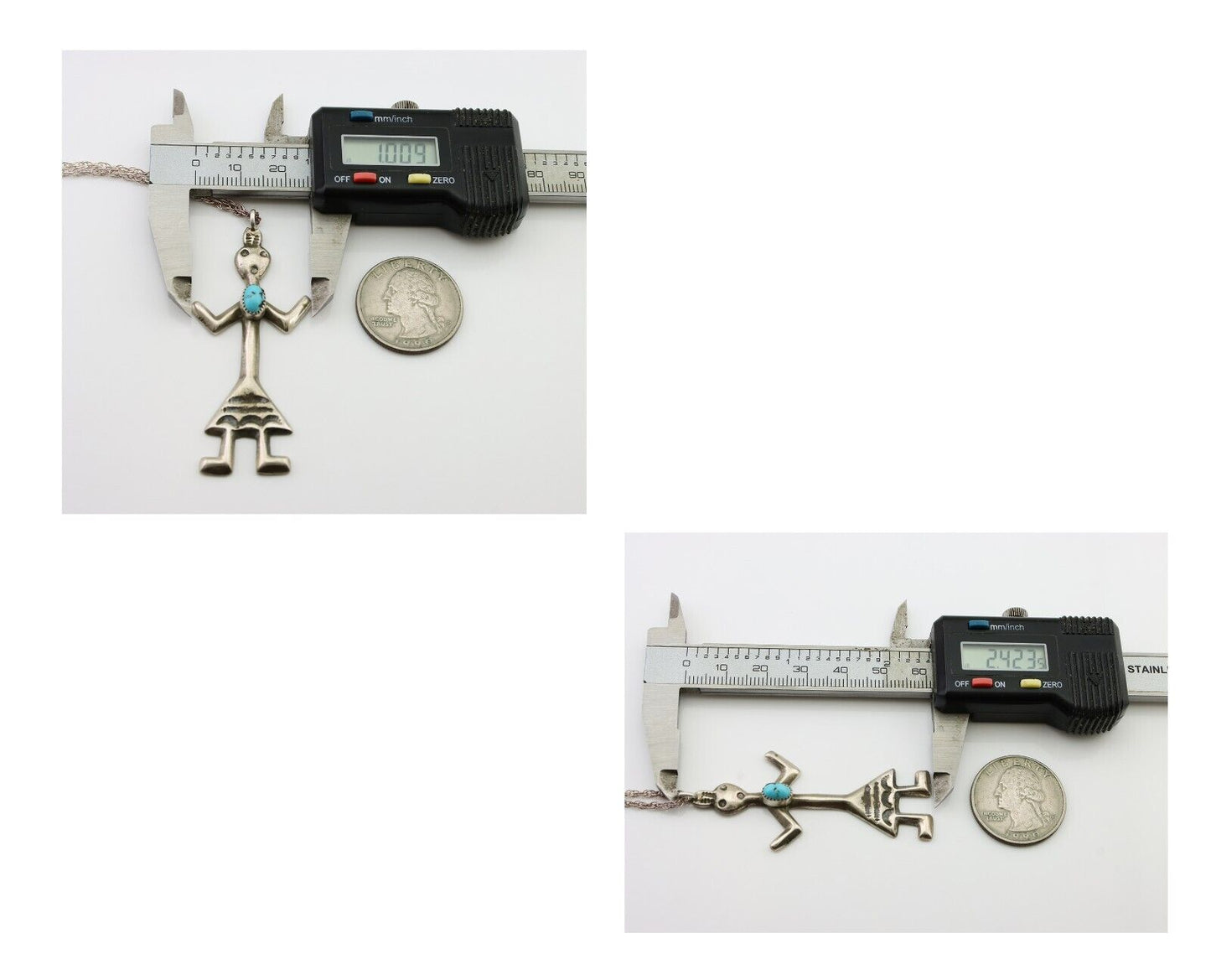 Navajo Turquoise Necklace 925 Silver Sand Cast Dancer C.80's