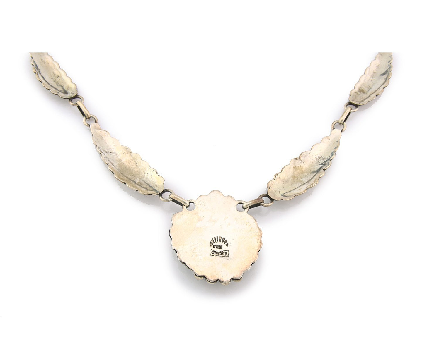 Navajo Necklace Sterling Silver Authentic Turquoise Vintage Signed Sunrise