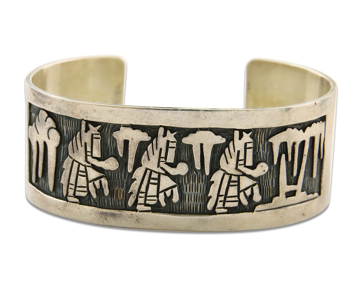 Hopi Pictograph Bracelet 925 Silver Handmade Artist Signed S Tom C.80's