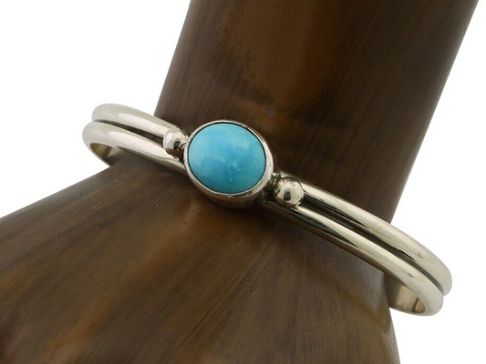 Navajo Cuff Bracelet 925 Silver Natural Blue Turquoise Native American C.80's