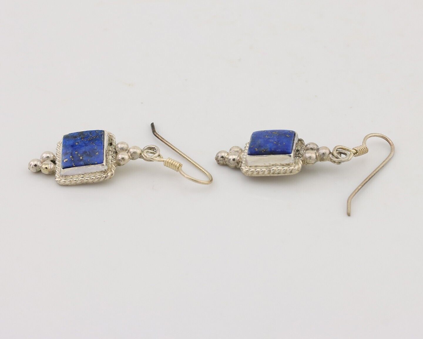 Navajo Earrings 925 Silver Natural Mined Lapis Native American Artist C.80's