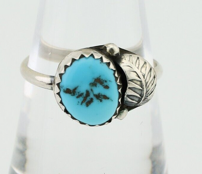 Navajo Ring 925 Silver Sleeping Beauty Turquoise Native American Artist C.80's