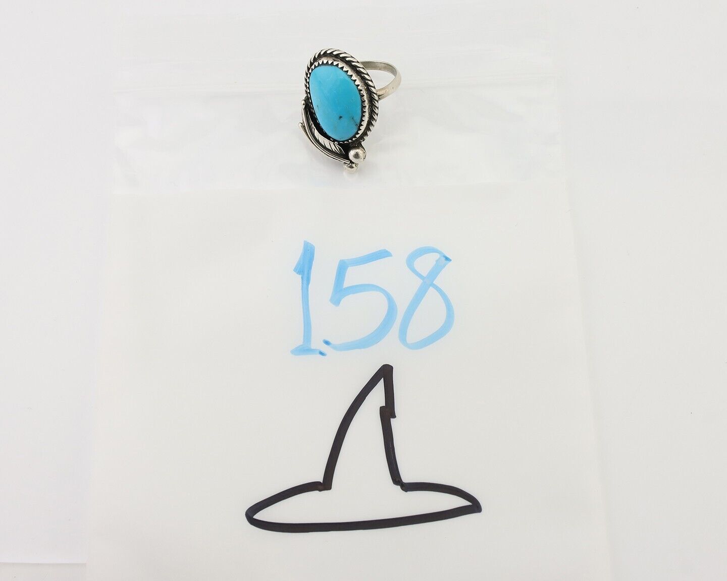 Navajo Ring 925 Silver Kingman Turquoise Native American Artist C.80's