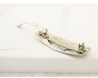 Vintage Navajo Barrette 925 Sterling Silver Hand Stamped Signed Arthur Platero