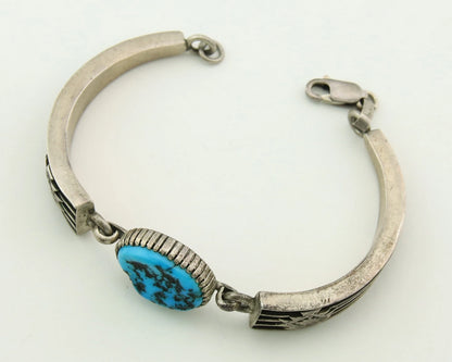 Navajo Cuff Bracelet Sterling Silver Natural Blue Turquoise Vintage Handmade