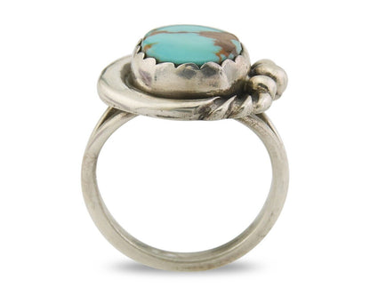 Navajo Ring 925 Sterling Natural Blue Turquoise Native Artist C.80's Size 5.2