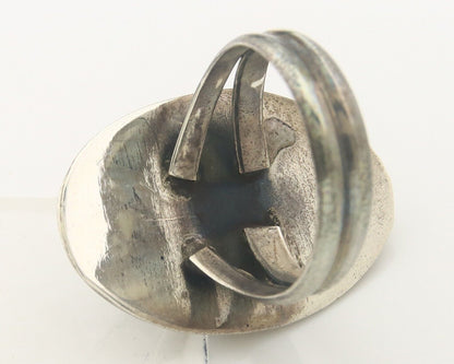 Navajo Ring 925 Sterling Turquoise Handmade Native Artist C.80's Size 8.35