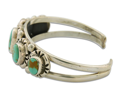 Navajo Bracelet 925 Silver Turquoise Cuff Artist Signed Gecko C.80's