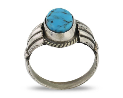 Navajo Handmade Ring 925 Silver Blue Turquoise Native American Artist C.80's