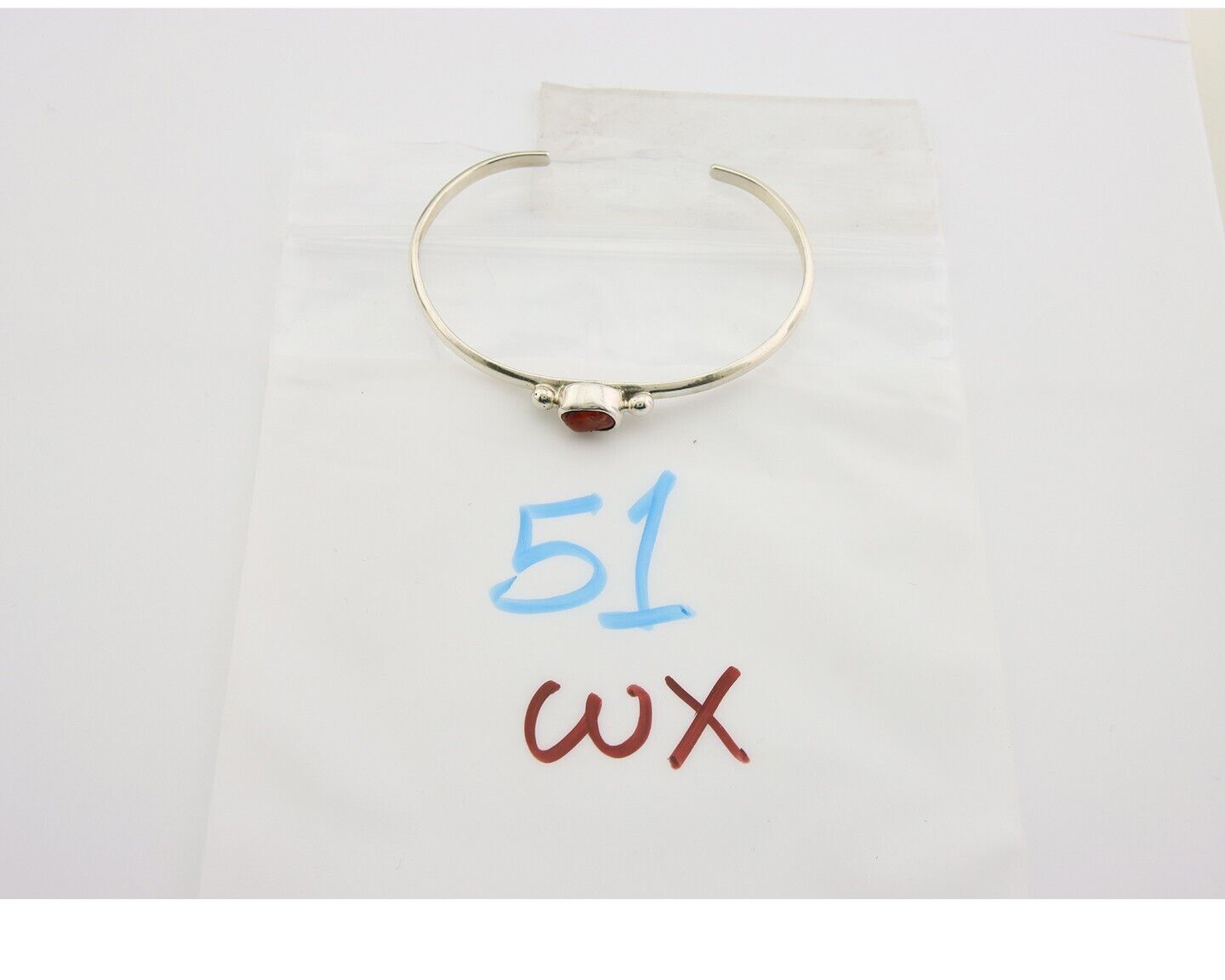 Navajo Bracelet .925 Silver Natural Red Coral Cuff Native American Artist C.80's