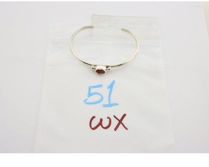 Navajo Bracelet .925 Silver Natural Red Coral Cuff Native American Artist C.80's