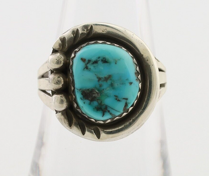 Navajo Ring 925 Silver Sleeping Beauty Turquoise Signed IROYBAI C.80's
