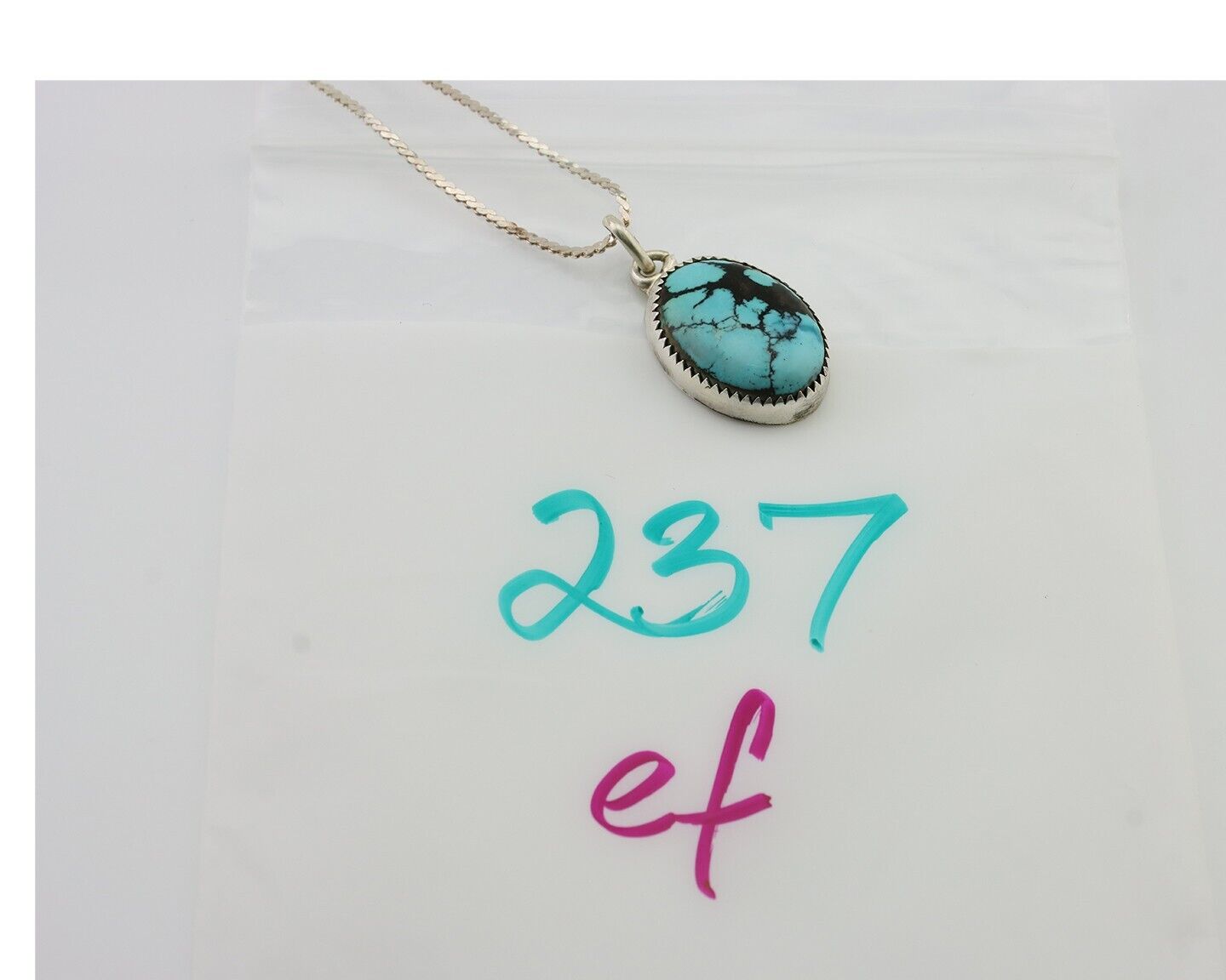 Navajo Turquoise Necklace 925 Silver Native American Artist C.80's