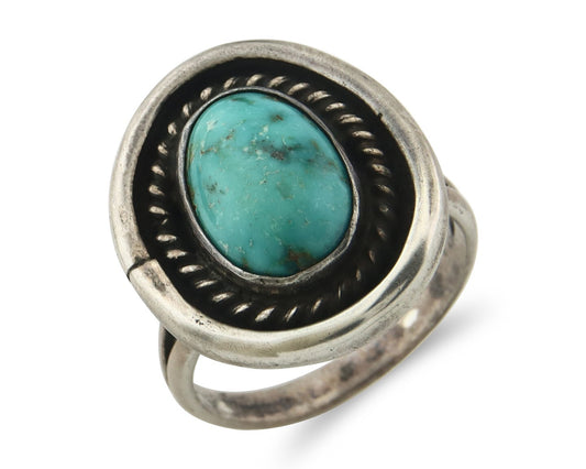 Vintage Navajo Ring 925 Sterling Silver Turquoise Handmade Size 9.25