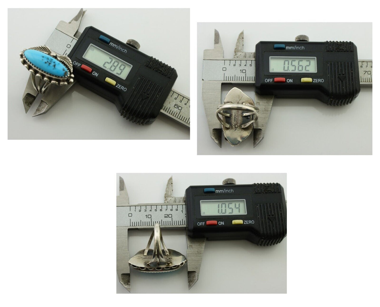 Navajo Ring 925 Silver Sleeping Beauty Turquoise Artist Signed SC C.80's