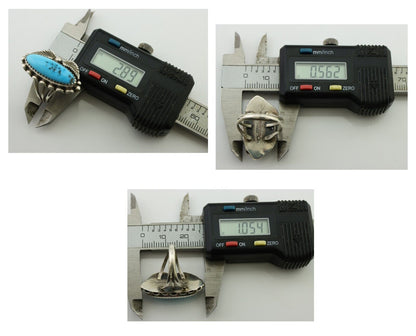 Navajo Ring 925 Silver Sleeping Beauty Turquoise Artist Signed SC C.80's