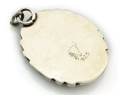 Navajo Pendant Sterling Silver Natural Gemstone Vintage Signed Bull Head