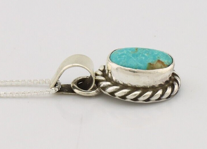 Navajo Necklace 925 Silver Natural Kingman Turquoise Native Artist C.2008