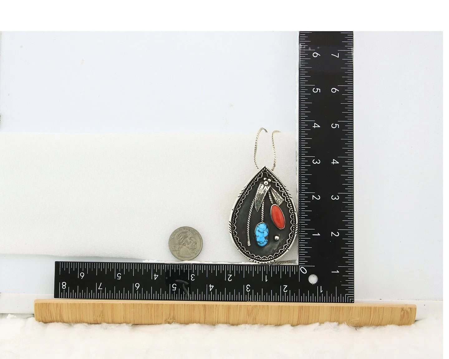 Navajo Necklace Sterling Silver Authentic Turquoise Coral Handmade Native Artist