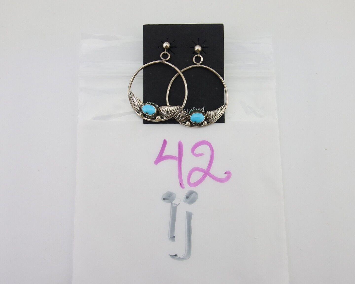 Navajo Dangle Earrings 925 Silver Natural Blue Turquoise Native Artist C80s