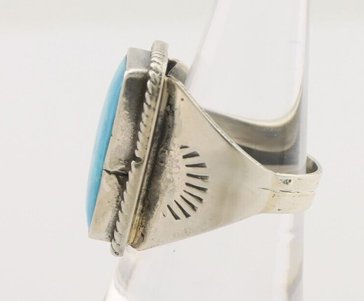 Navajo Ring 925 Silver Natural Turquoise Native American Artist C.80's