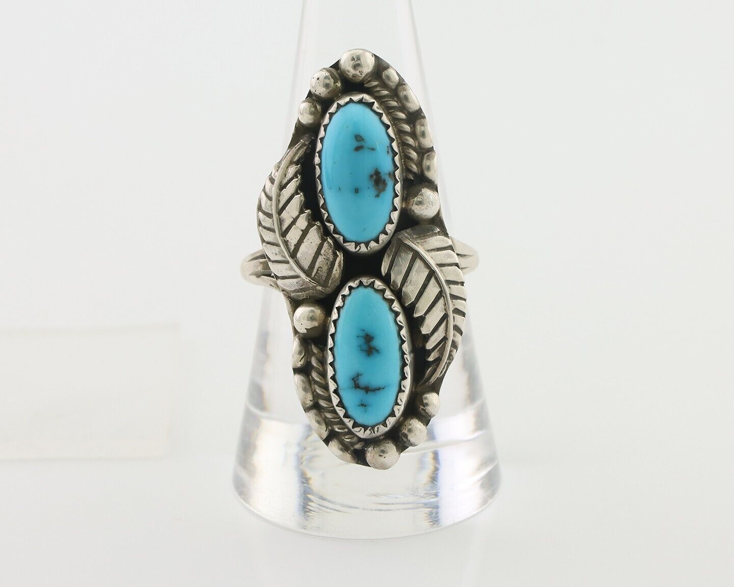 Navajo Ring 925 Silver Sleeping Beauty Turquoise Signed Sharon Cisco C.80's