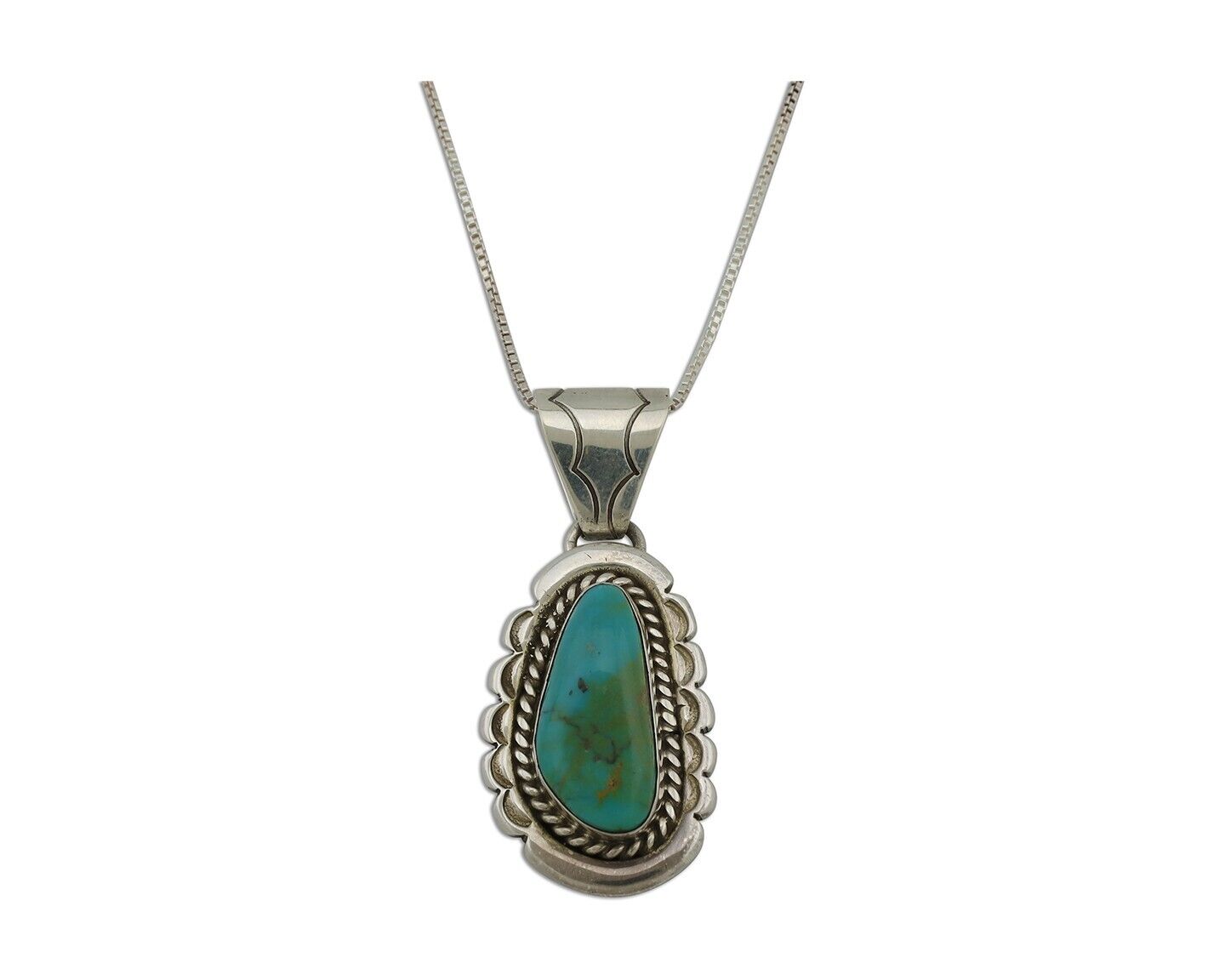 Navajo Necklace 925 Silver Kingman Turquoise Artist Signed JP C.80s